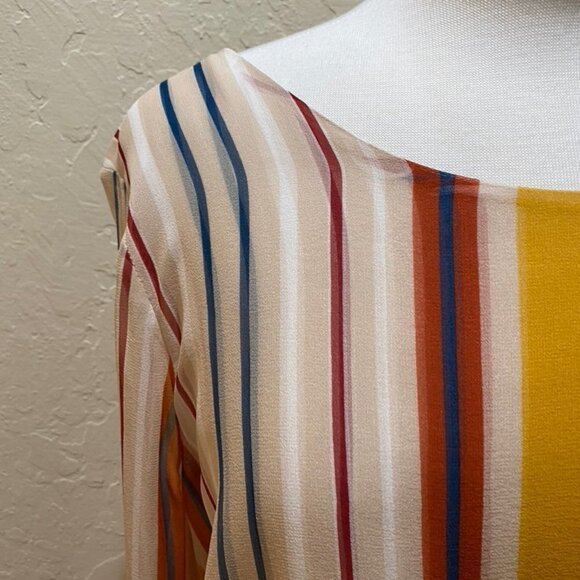 NWOT Anthropologie sheer layered stripe blouse XL - Picture 3 of 8